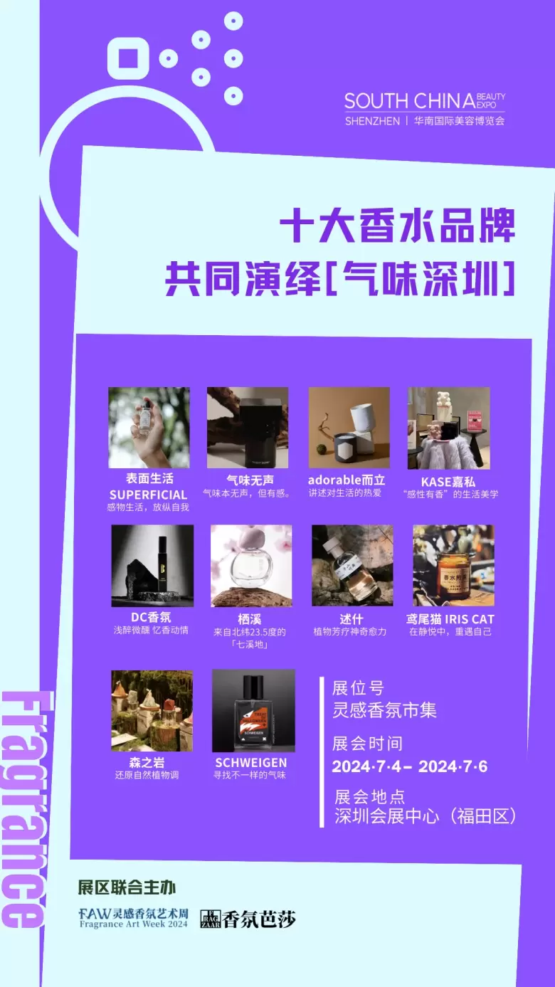 【香氛专场论坛】行业大咖云集深圳华南国际美容博览会~在美博会共同探寻香水香氛产品的创新之路！