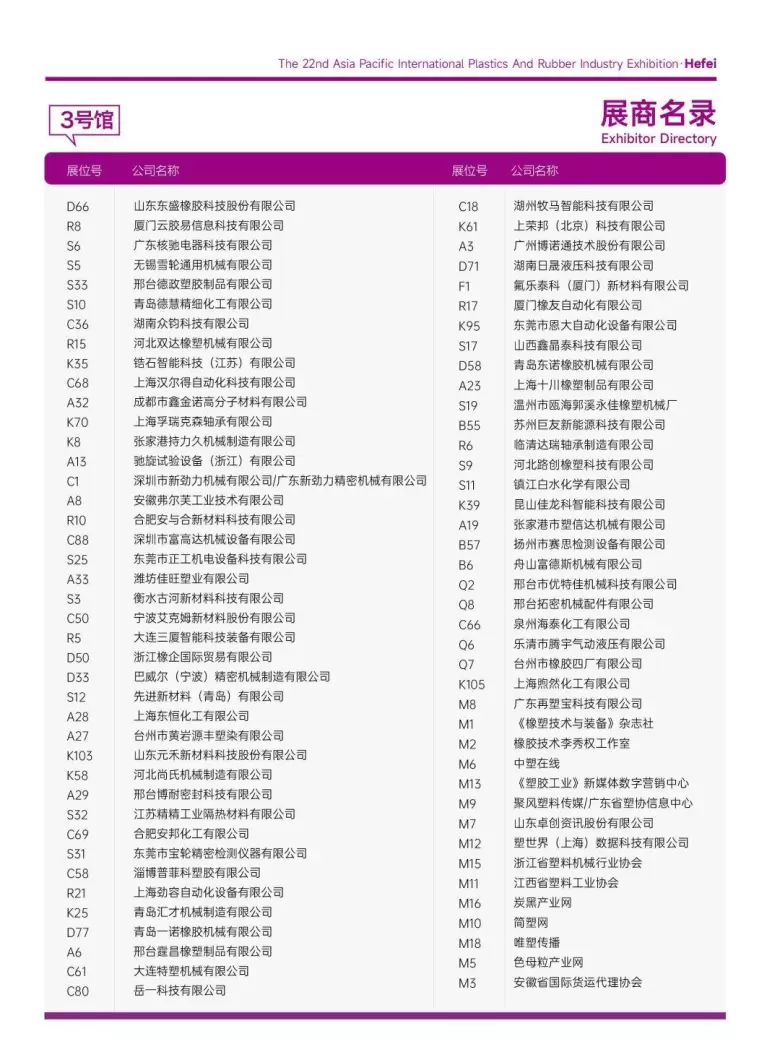 倒计时 13 天！2025亚太橡塑展・合肥站：展商名录大公开，塑料橡胶盛宴即将开启！