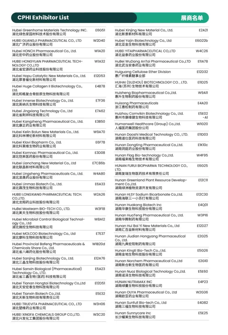 倒计时8天！CPHI 2025上海制药原料展：展商名录 & 展馆分布图大揭秘！
