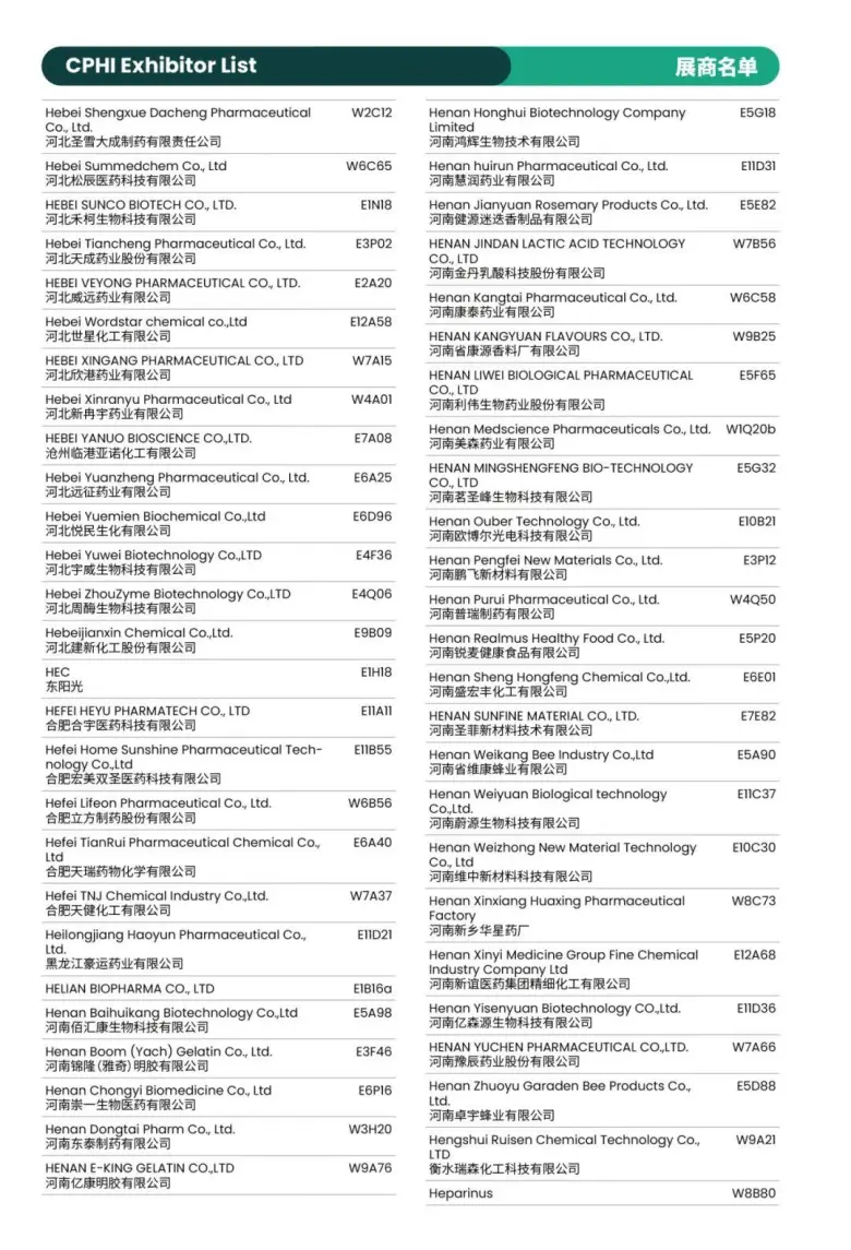 倒计时8天！CPHI 2025上海制药原料展：展商名录 & 展馆分布图大揭秘！