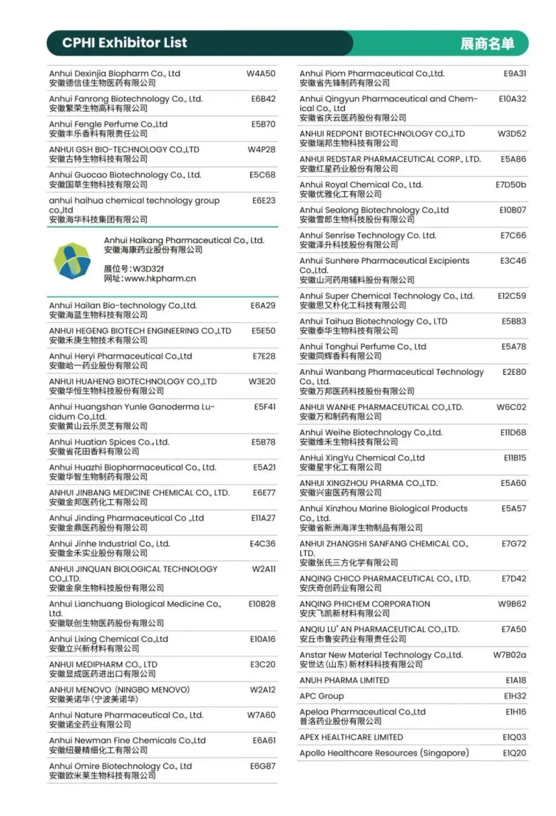 倒计时8天！CPHI 2025上海制药原料展：展商名录 & 展馆分布图大揭秘！
