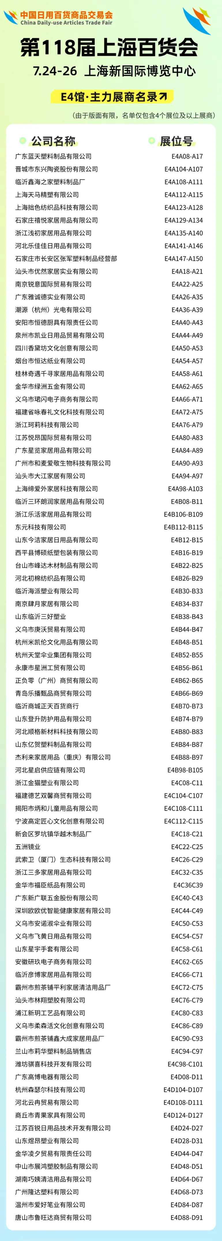 倒计时7天！2025上海百货会：【E馆】展商名单曝光，锁定日用百货新商机！