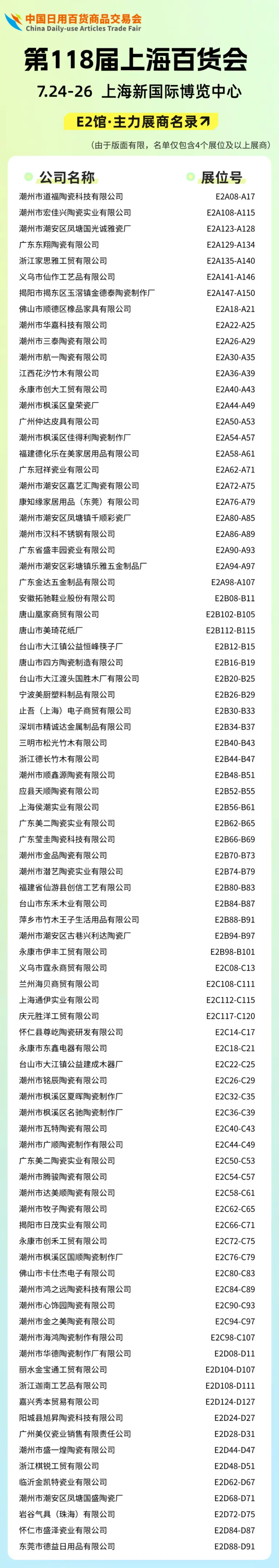 倒计时7天！2025上海百货会：【E馆】展商名单曝光，锁定日用百货新商机！