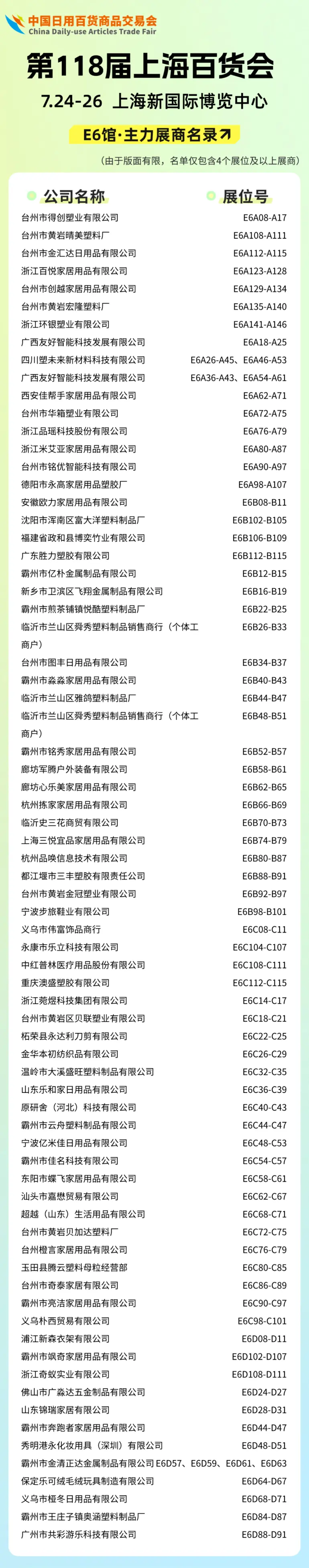 倒计时7天！2025上海百货会：【E馆】展商名单曝光，锁定日用百货新商机！
