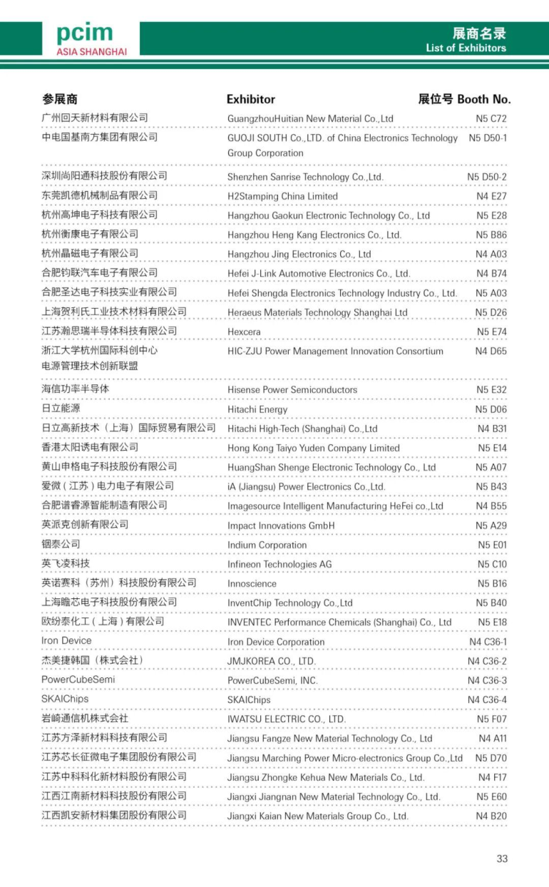 倒计时7天！2025 PCIM上海电力电子展：展商名录抢先看！（附门票）