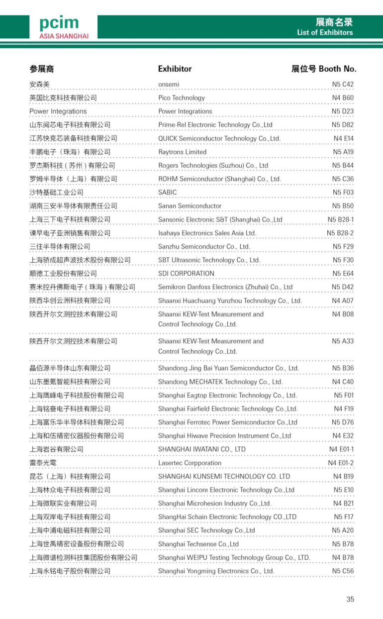 倒计时7天！2025 PCIM上海电力电子展：展商名录抢先看！（附门票）